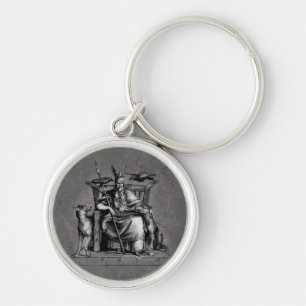 Porte-clés Corbeaux d'Odin sur Trône de Pierre Mythologie Vik