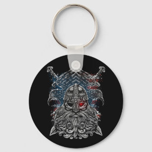 Porte-clés Corbeaux et épées d'Odin Mythologie Viking drapeau