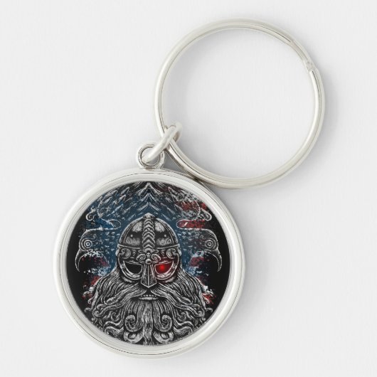 Porte-clés Corbeaux et épées d'Odin Mythologie Viking drapeau (Devant)