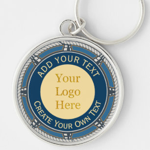 Porte-clés Corde Naútque Bleue et Or de Logo Personnalisé d'E