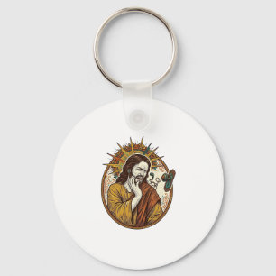 Porte-clés Cordon d'écouteur de Jésus coincé par la poignée d