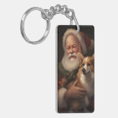 Porte-clés Corgi avec Noël Festif du Père Noël (Devant gauche)