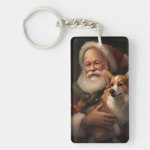 Porte-clés Corgi avec Noël Festif du Père Noël