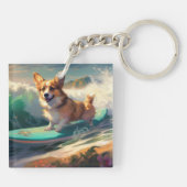 Porte-clés Corgi Beach Surf Peinture (Dos)