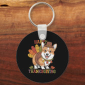 Porte-clés Corgi Chien de Thanksgiving Dinde (Recto)
