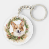 Porte-clés Corgi Christmas Wreath Festive Pup (Dos)