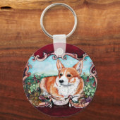 Porte-clés Corgi dans le jardin ! (Recto)
