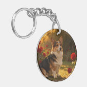 Porte-clés Corgi dans les Roses I (Devant gauche)