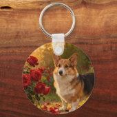 Porte-clés Corgi dans les Roses V (Verso)