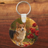 Porte-clés Corgi dans les Roses V (Recto)