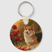 Porte-clés Corgi dans les Roses V (Verso)