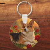 Porte-clés Corgi dans les Roses VI (Recto)