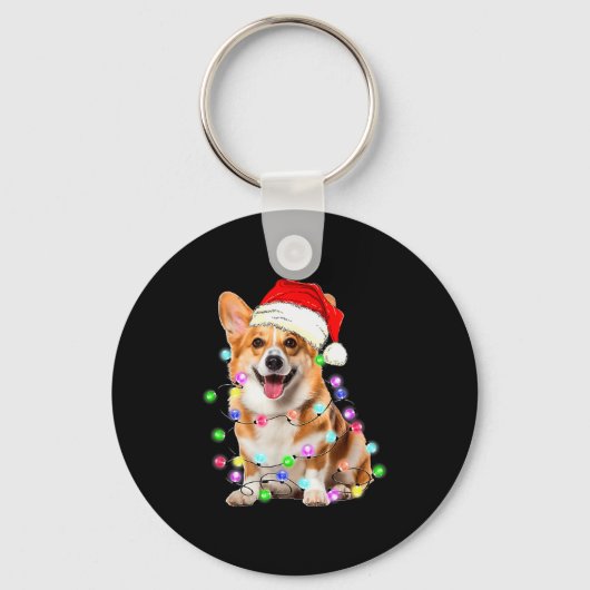 Porte-clés Corgi Dog Christmas Lights Pajama Funny  (Recto)