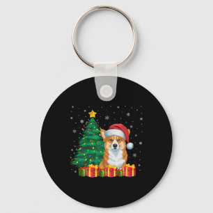 Porte-clés Corgi gallois moche Santa Hat Feux de Noël Chien L