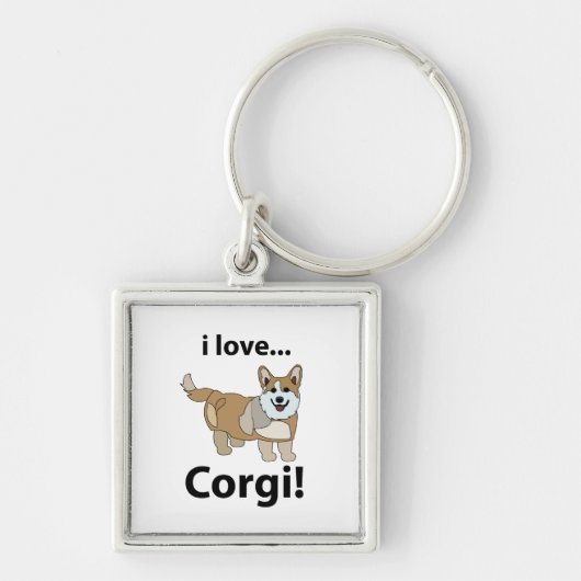Porte-clés Corgi J'adore Corgi (Devant)