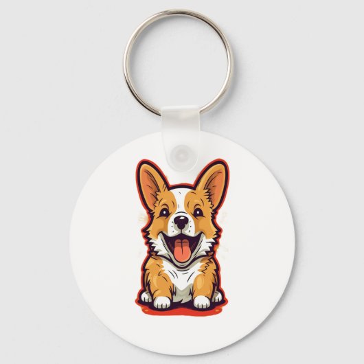 Porte-clés Corgi joyeux et mignon - Conception adorable pour (Recto)