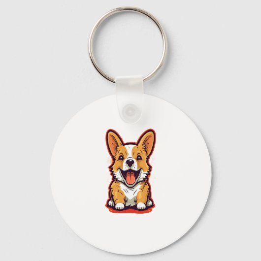 Porte-clés Corgi joyeux et mignon - Conception adorable pour (Recto)