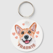 Porte-clés Corgi Maman Avec Coeur Chien Illustration (Recto)