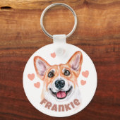 Porte-clés Corgi Maman Avec Coeur Chien Illustration (Verso)