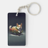 Porte-clés Corgi Noël neige hiver (Dos)