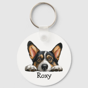 Porte-clés Corgi noir thème personnalisé