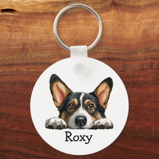 Porte-clés Corgi noir thème personnalisé (Verso)