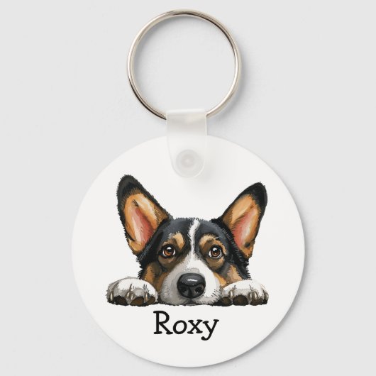 Porte-clés Corgi noir thème personnalisé (Verso)