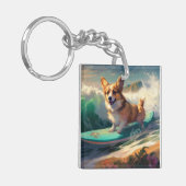 Porte-clés Corgi Plage Surf Peinture (Devant gauche)