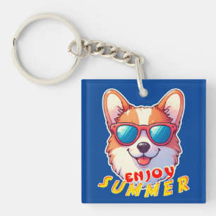 Porte-clés Corgi porte des lunettes de soleil Profitez de l'é