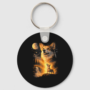 Porte-clés Corgi vintage hurle à la lune mème 90s animal