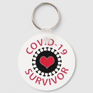 Porte-clés Coronavirus pandémique du coeur rouge Covid-19 Sur