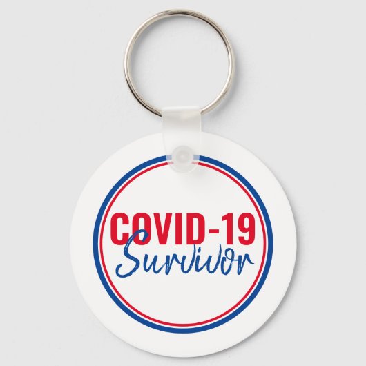 Porte-clés Coronavirus rouge bleu pandémique Covid-19 Surviva (Recto)