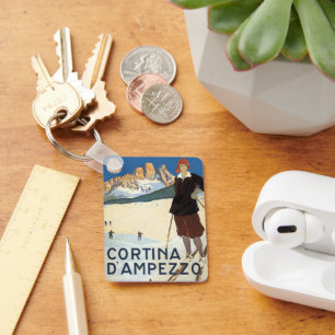 Porte-clés Cortina d'Ampezzo, Italie, Alpes de ski Vintage vo
