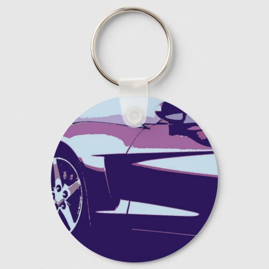Porte-clés Corvette d'art pop violette (Recto)