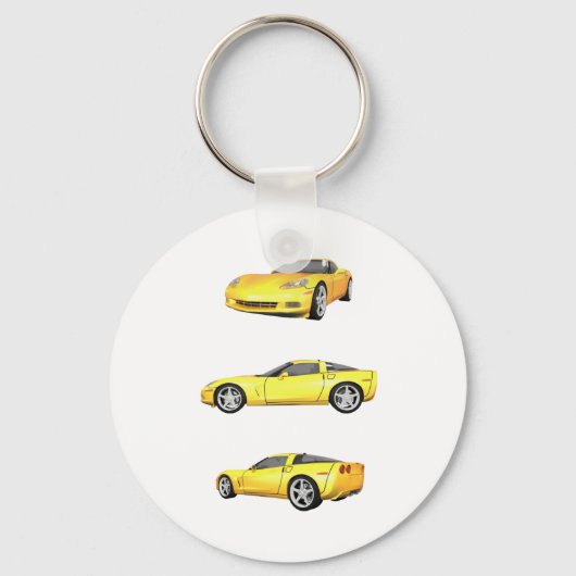 Porte-clés Corvette jaune : (Recto)