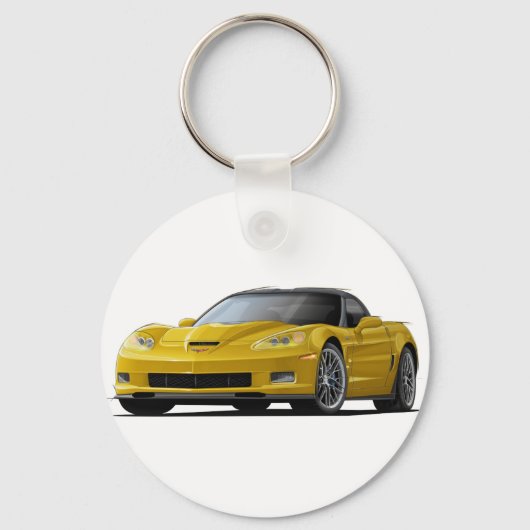 Porte-clés Corvette ZR1 voiture jaune (Recto)