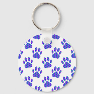 Porte-clés Cosmic Paw Print Pattern