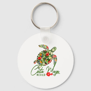 Porte-clés Costa Maya Mexique Tortue de mer Hibiscus Tropical