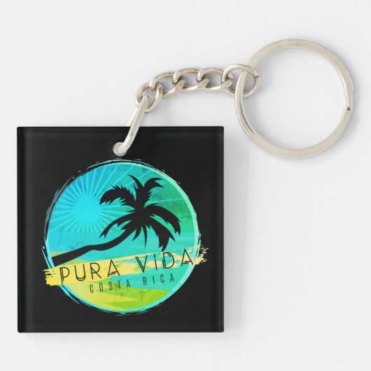 Porte-clés Costa Rica Palm Tree Pura Vida Logo (Dos)