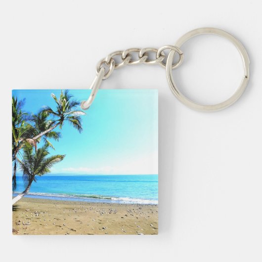 Porte-clés Costa Rica, plage avec palmier (Dos)