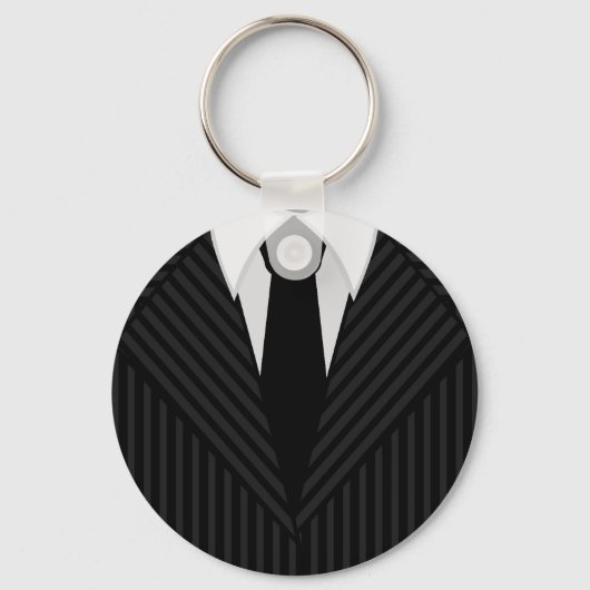 Porte-clés Costume à rayures et Cravate Mens Clavier rond cla (Recto)