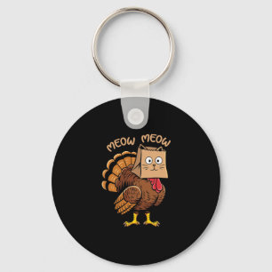 Porte-clés Costume de chat de Thanksgiving heureux Dinde drôl