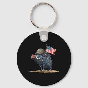 Porte-clés Costume de cochon avec casque militaire pour sangl