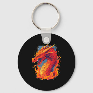 Porte-clés Costume de dragon de feu rouge génial avec des fla
