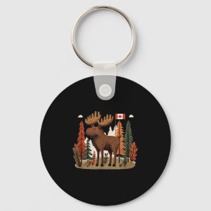 Porte-clés Costume d'orignal patriotique avec drapeau du Cana