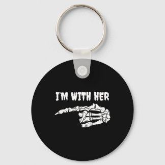 Porte-clés Costume pour couples Je suis avec elle squelette c