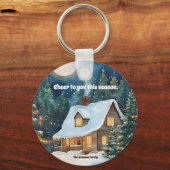 Porte-clés Cosy chalet de Noël couvert de neige (Recto)