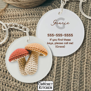 Porte-clés Cosy Cottagecore Crochet Champignons Monogramme No