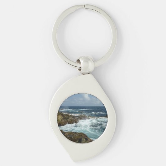Porte-clés Côte rocheuse d'Aruba et océan bleu (Devant)