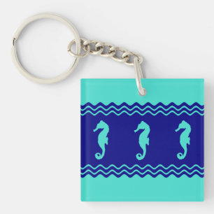 Porte-clés Côte Turquoise Bleu Océan Hippocampe